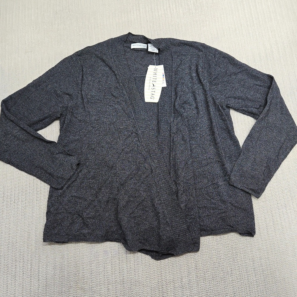 White Stag Sweater Womens XL Gray Open Front Classic Fit 2 for 1 Cardigan New